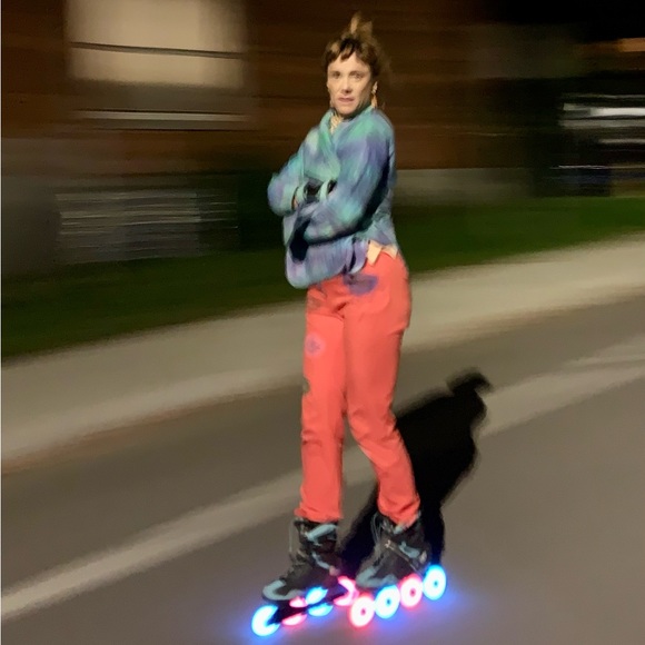 Hand painted straight legged bright coral BCBG Maxmara Slack size 8 - Picture 6 of 16